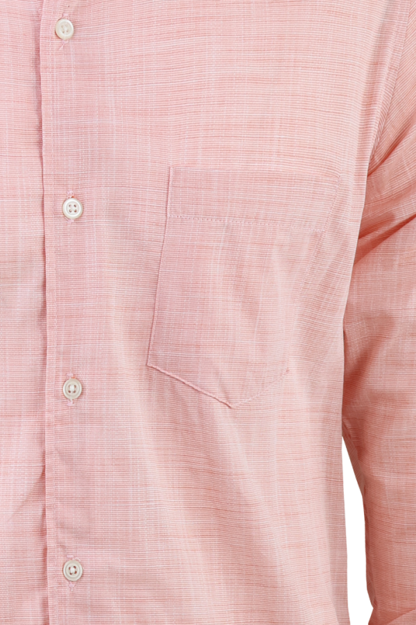Camisa Formal Manga Larga Slim Fit Color Melón Cuello Italiano Para Hombre